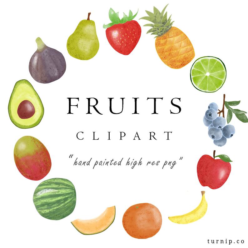 Watercolor Fruit Clipart PNG Download Set Cartoon PNG