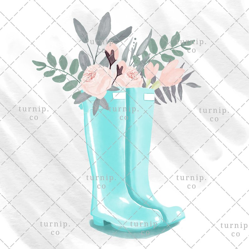 Watercolor Rain Boots Clipart PNG Sublimation Designs Cartoon PNG