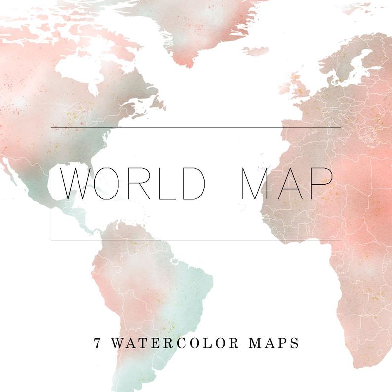 World Map Watercolor PNG Clipart Cartoon PNG