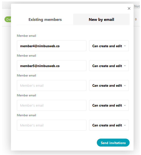 Next, select the members from those already listed for your organization or send invites to new members.