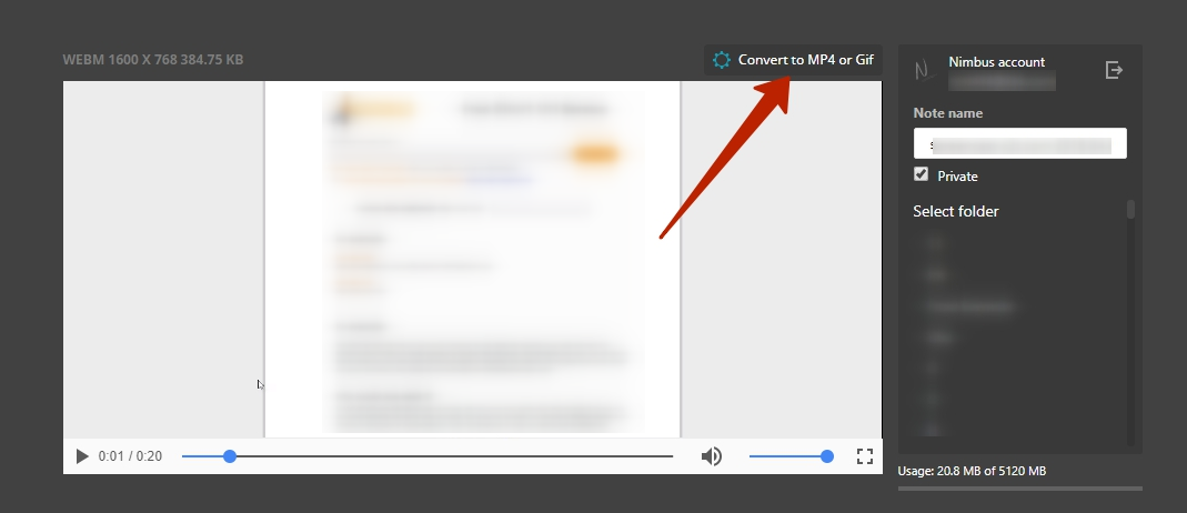 How to convert a video to MP4 or GIF? - FuseBase (Formerly Nimbus)