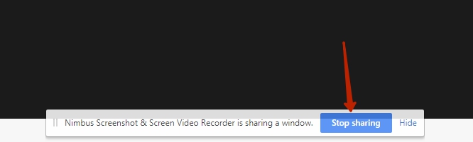 You can stop recording by doing any of the following - pressing Stop sharing