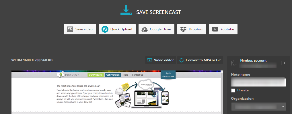 Watch the resulting screencast on your video player. You can then send the video to Nimbus Note or save to Google Drive/Youtube.