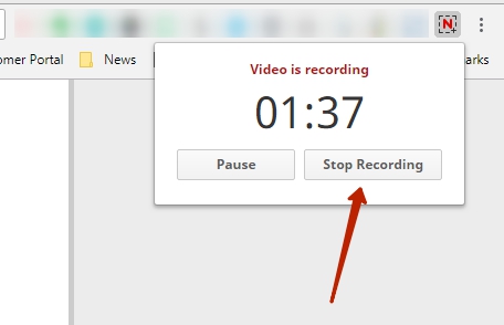 returning to the browser and pressing Stop recording on our app menu