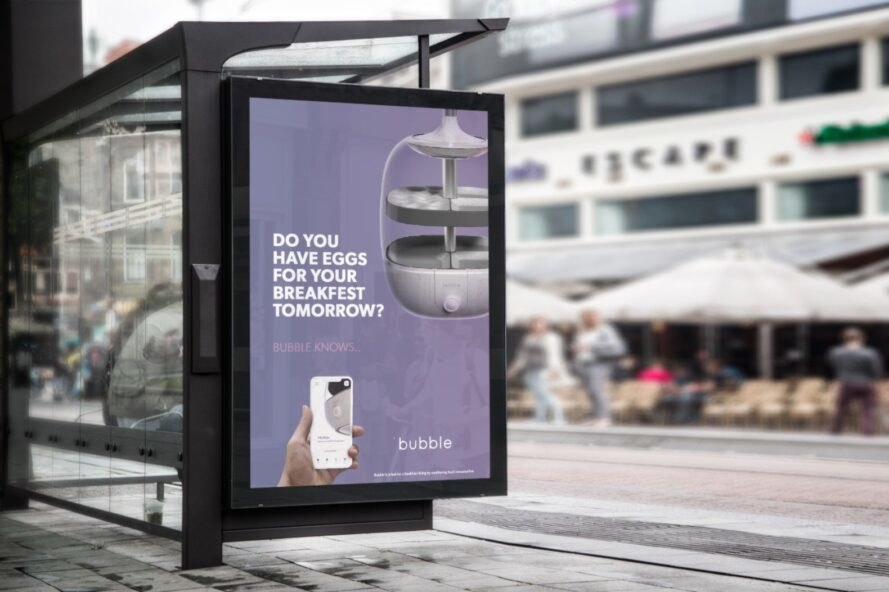 bus stop ad for bubble food tracker