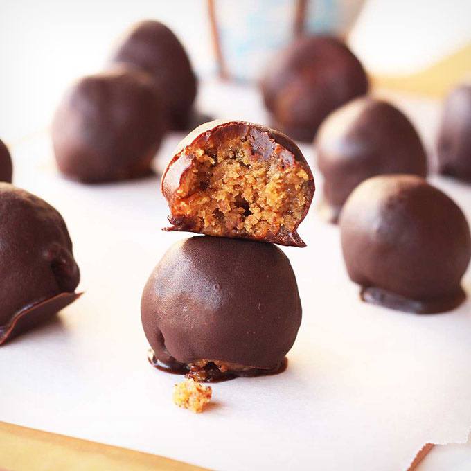 Dark Chocolate Almond Butter Buckeye Balls