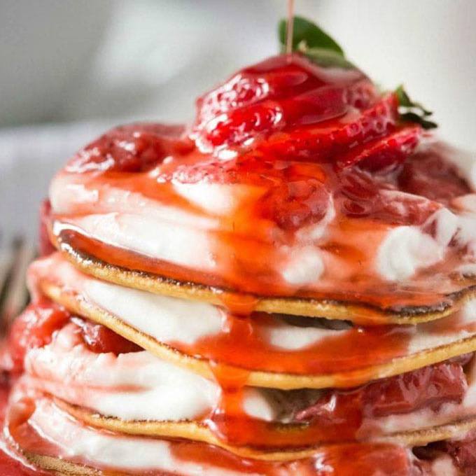 Paleo Crepes with Strawberry Sauce