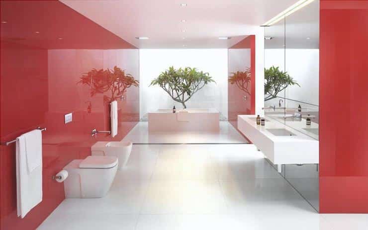 The bathroom, the red-planned