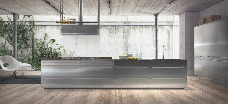the kitchen in brushed steel