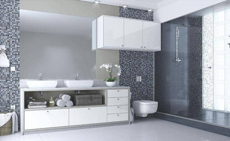 The bathroom Planned for the White-and-grey