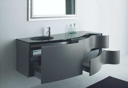 cabinet-curved-black for a modern bathroom