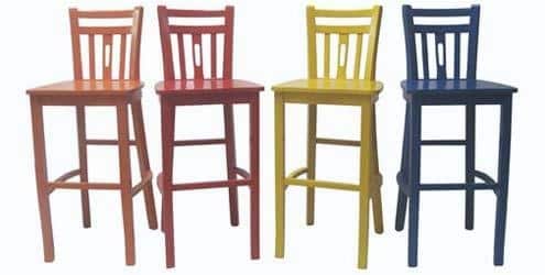 chairs, high wooden, painted, and colored