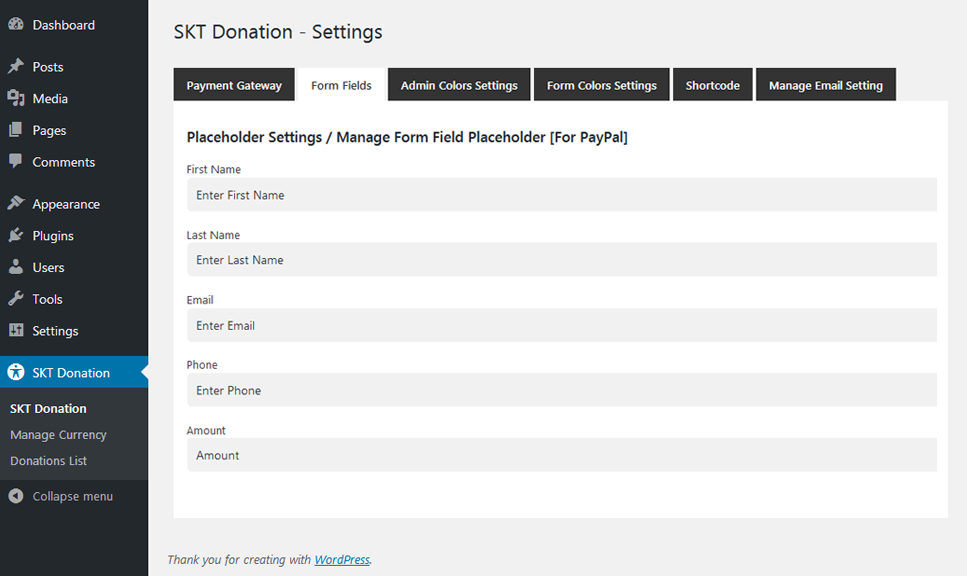 skt donation plugin for wordpress