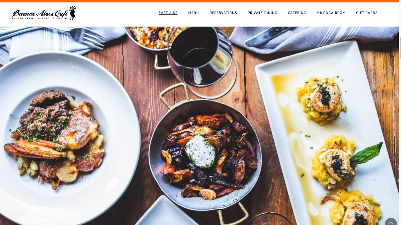 restaurant website with original food photography