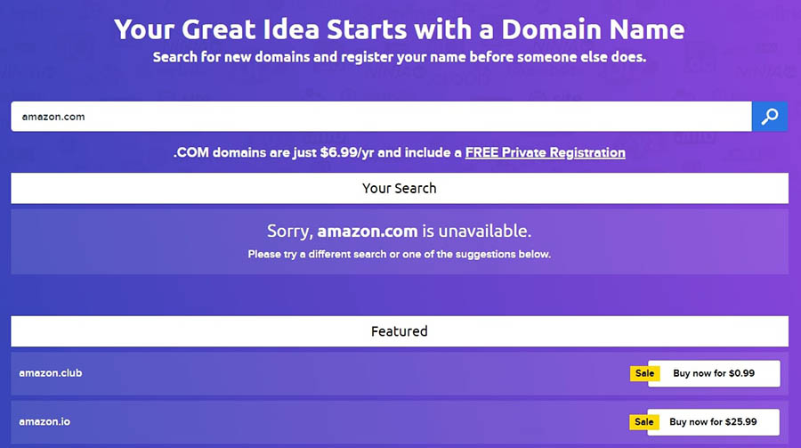 DreamHost&rsquo;s domain name research tool.