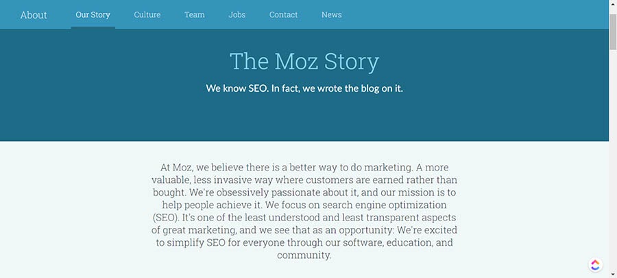The Moz About Us page.