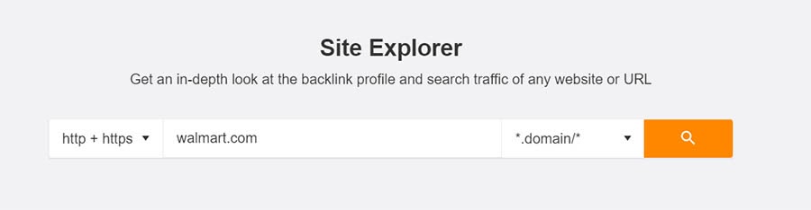 Ahrefs &ldquo;Site Explorer&rdquo; search function.