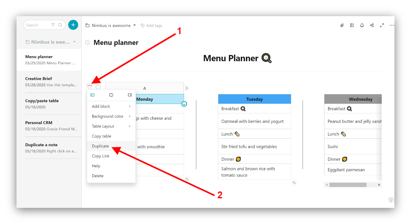 Copy and duplicate tables