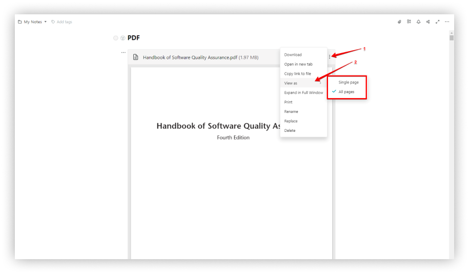 You can add PDF files to your pages, including multi-page files.