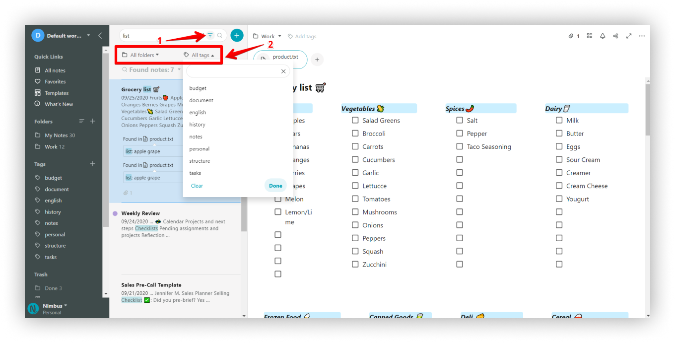Is it possible to only search through specific folders or tags (Advanced Search)?