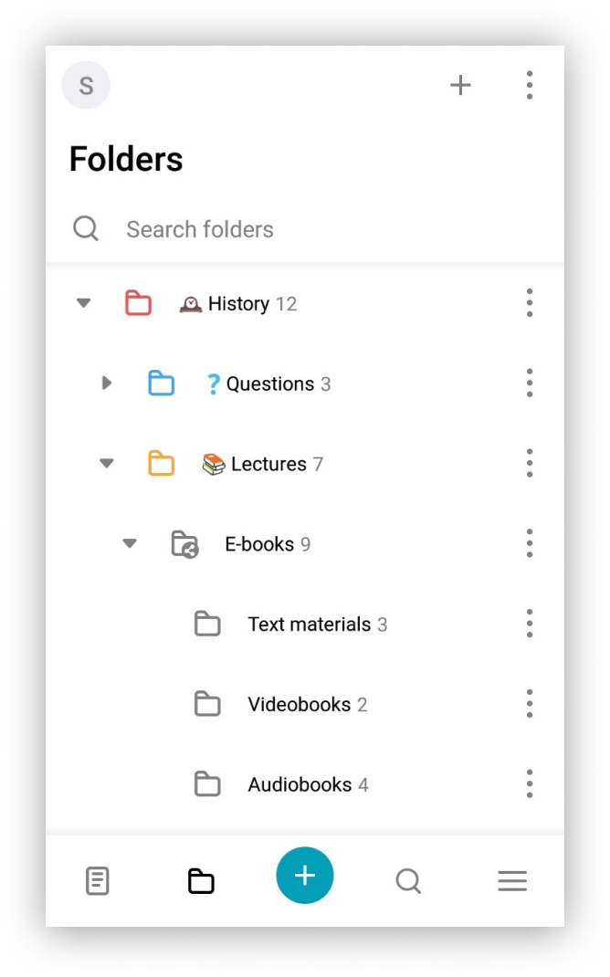 In Nimbus Note, you have the ability to create an unlimited number of folders, as well as an infinite number of nested folders. 