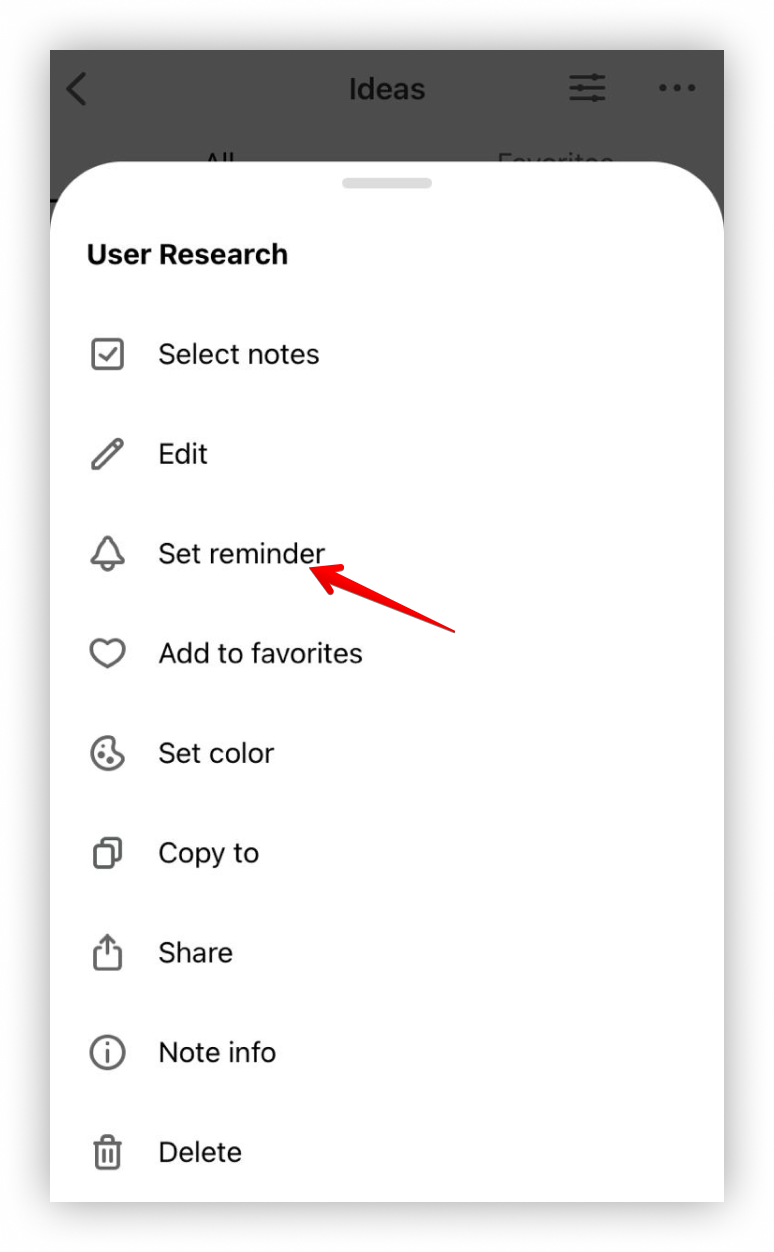 How to set a reminder in the mobile client