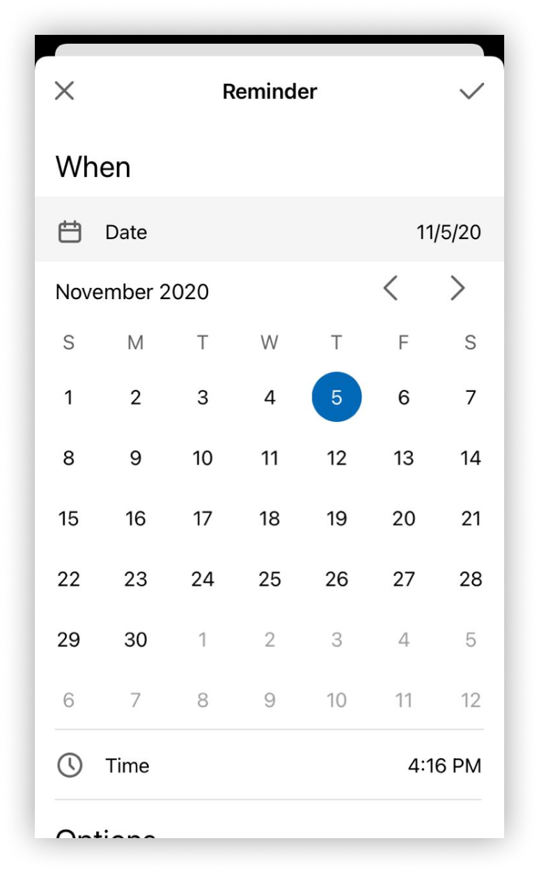 Next, set the date and time of the reminder (you can add reminders for past dates).