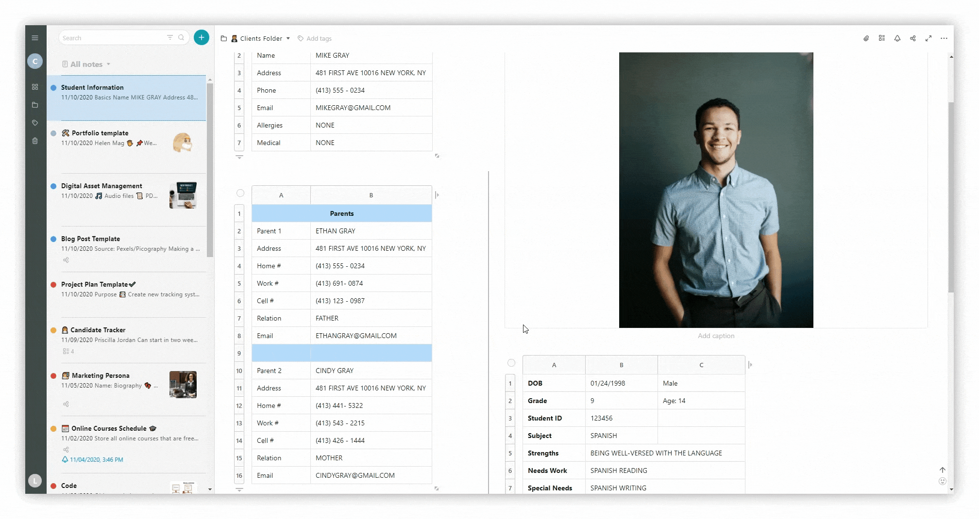 between tables, or between a picture and a table