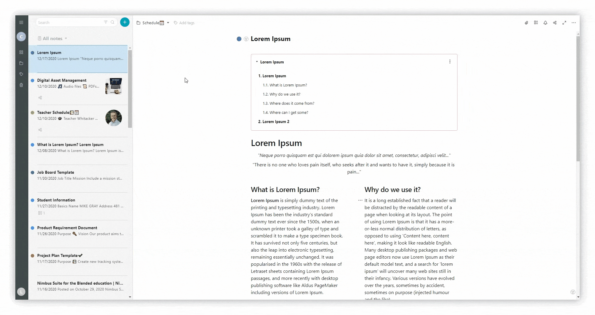 Using the outline, you can create a table of contents for your page. This is a handy tool for long pages, articles, documents, wikis, and so on.
