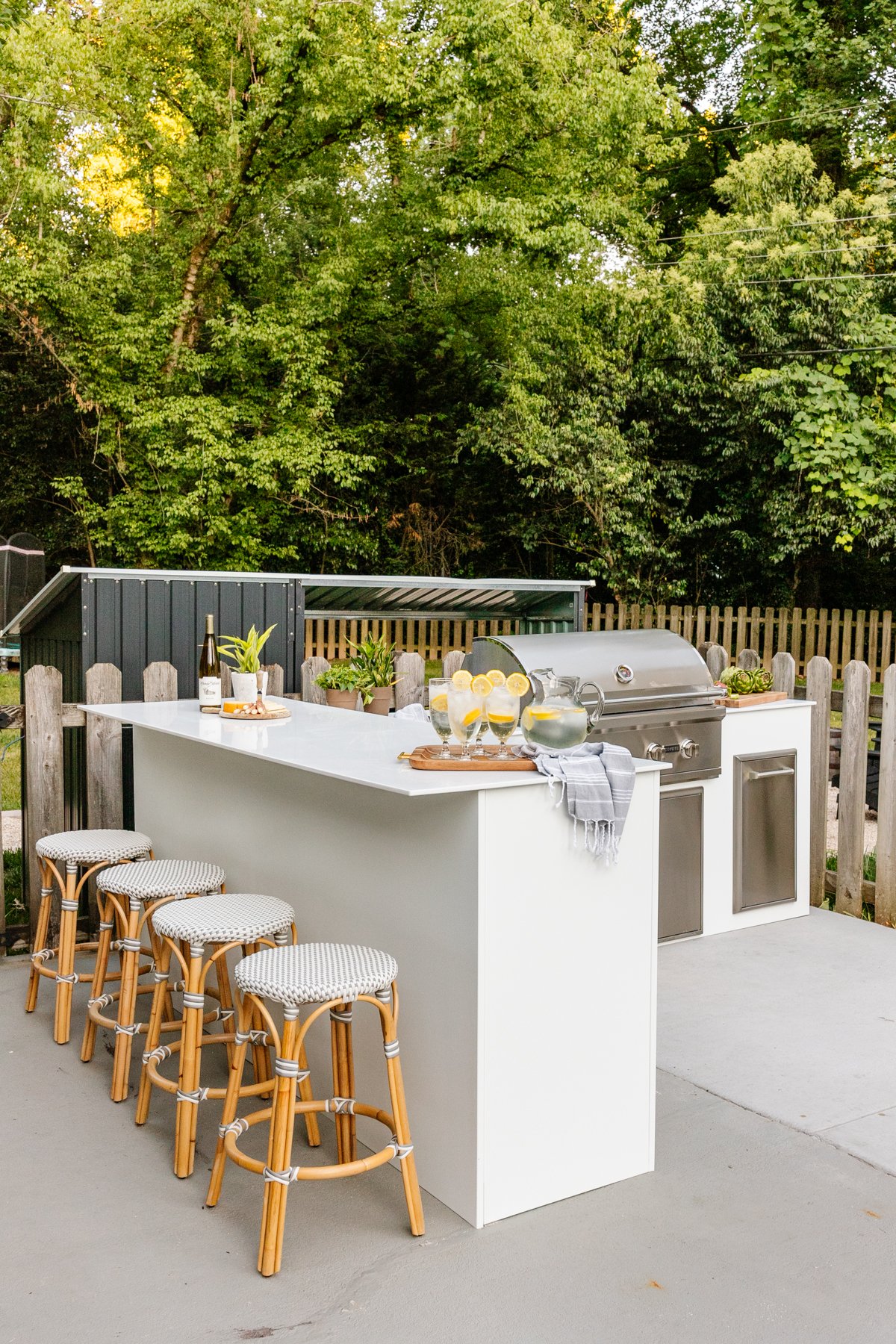 white modular outdoor kitchen from RTA Outdoor Living