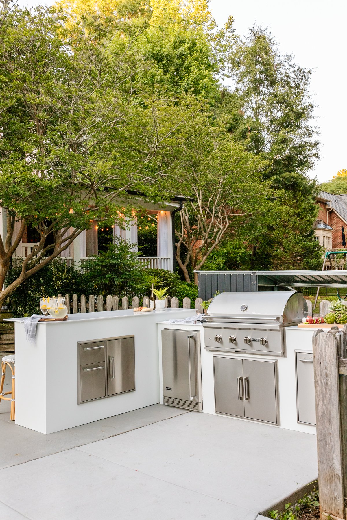 modular outdoor kitchen in a backyard