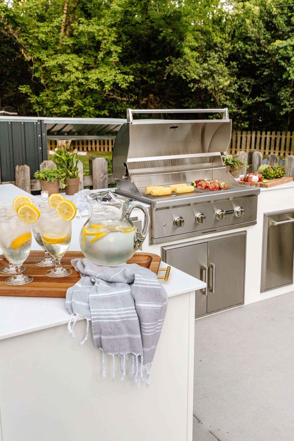 white modular outdoor kitchen from RTA Outdoor Living