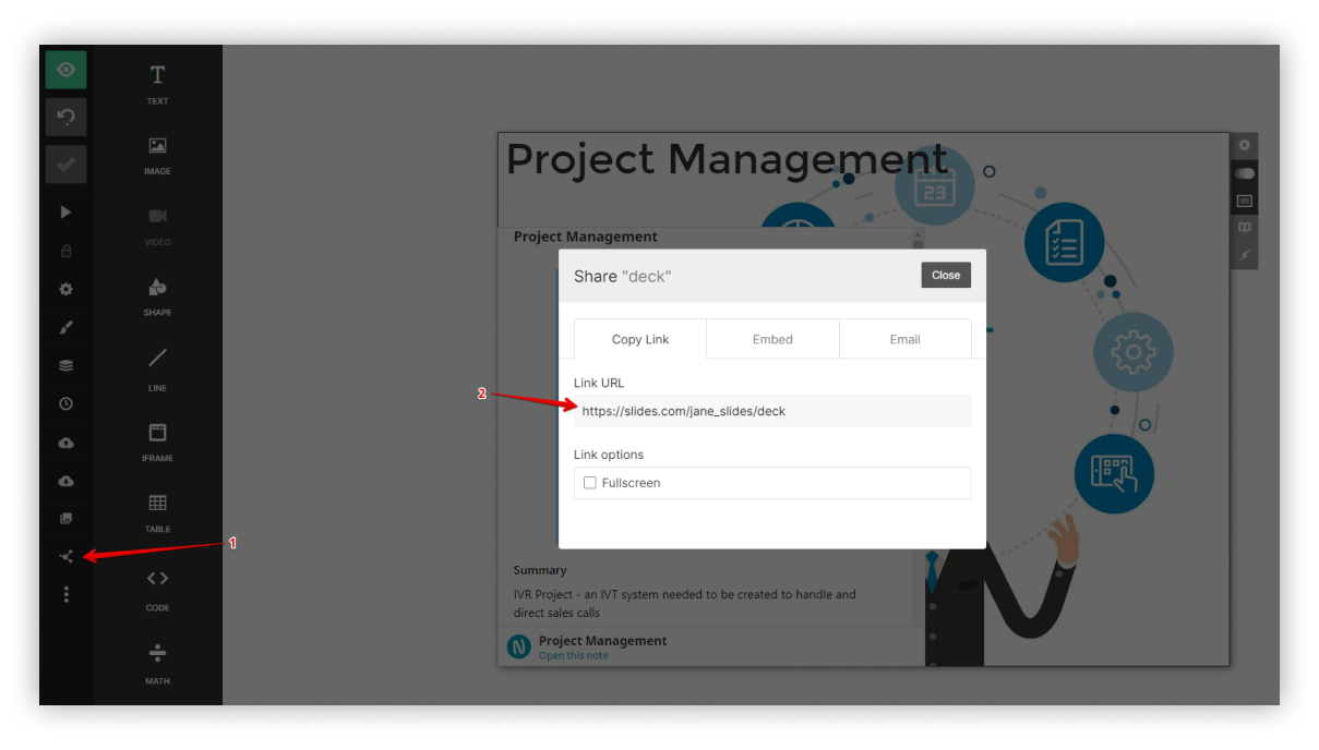 Next, you can add embeds to other slides, and then share your presentation.