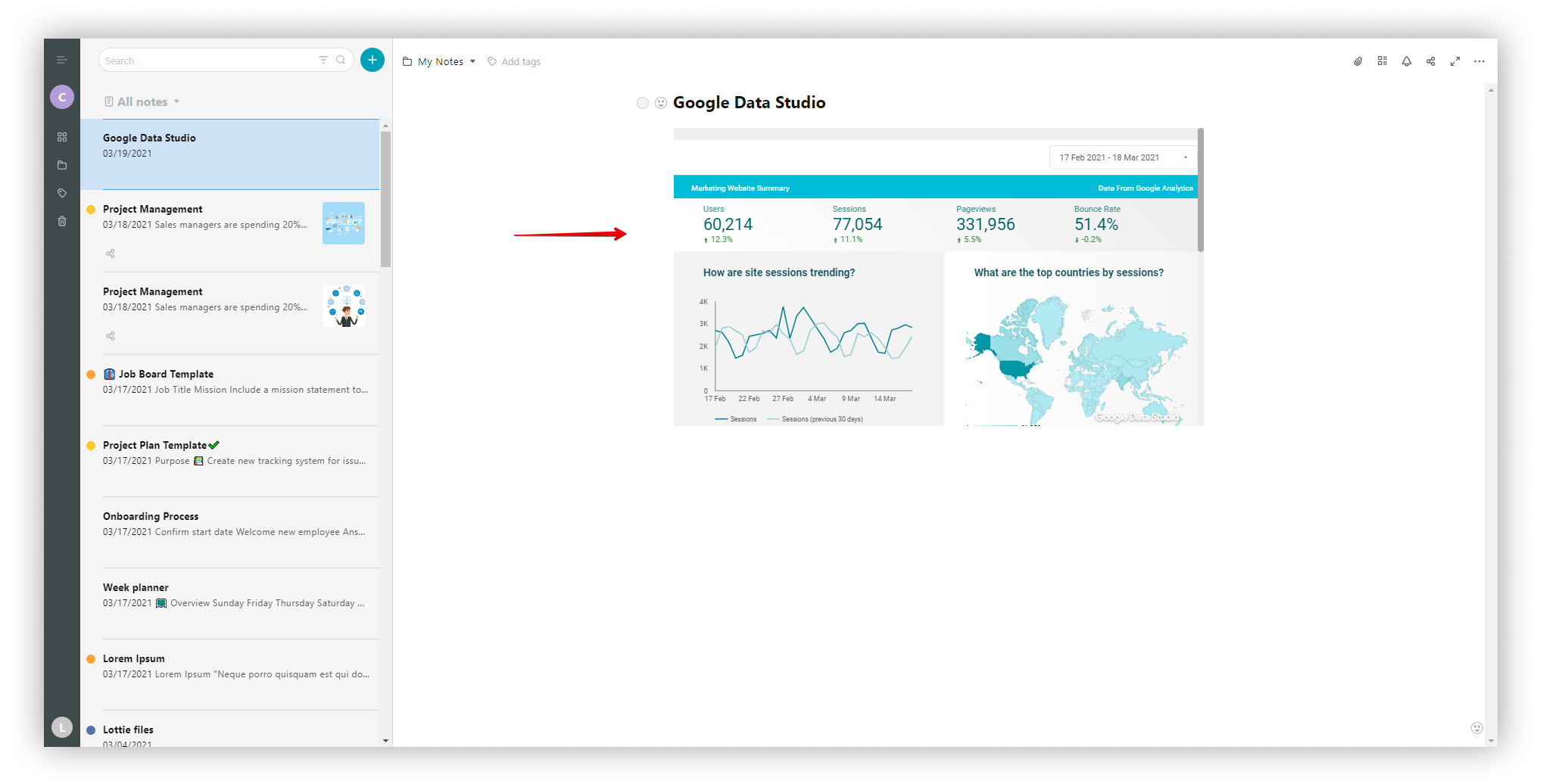 Adding Google Data Studio embed to Nimbus Note