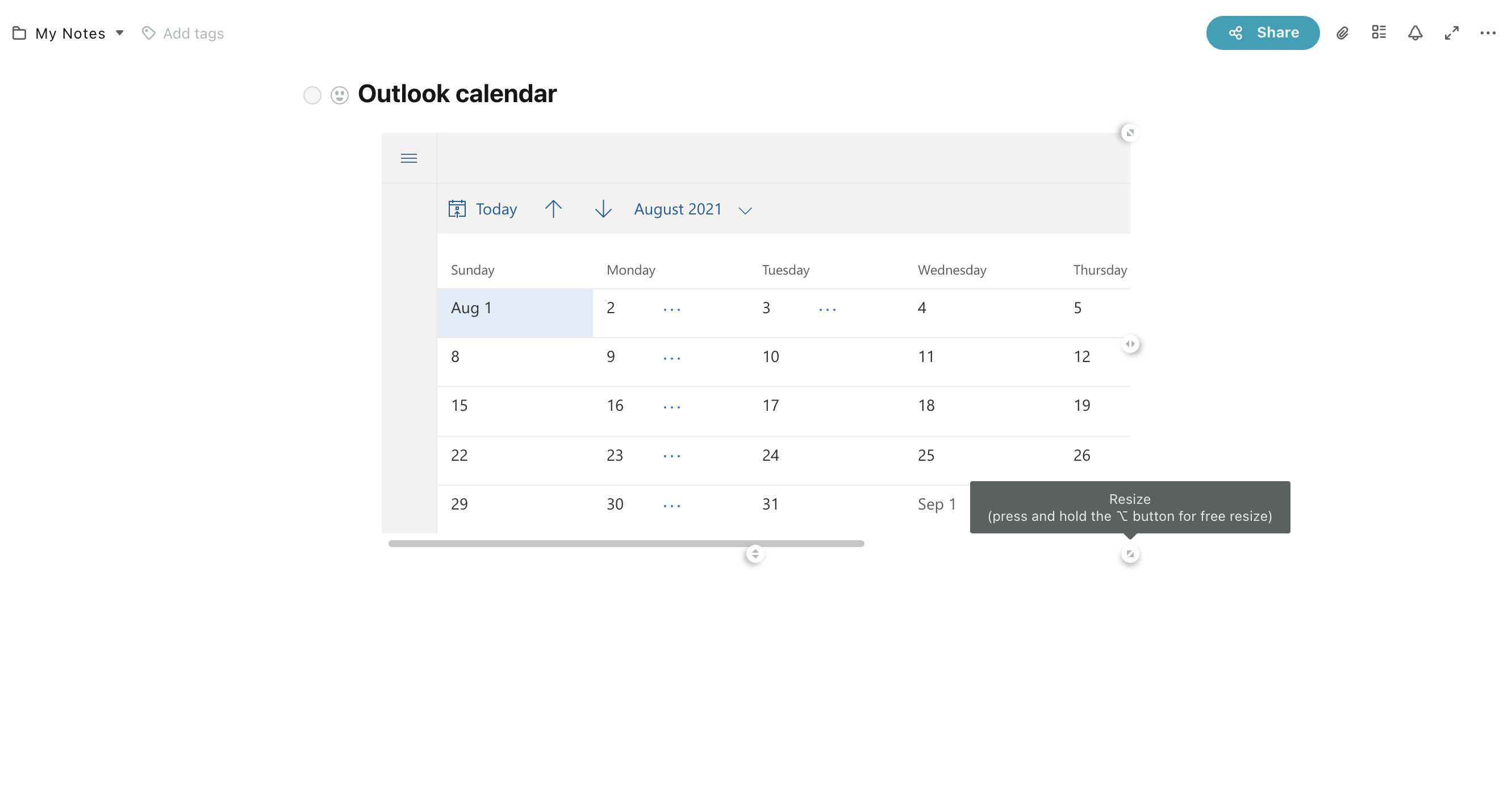 Embed Outlook Calendar Nimbus Platform