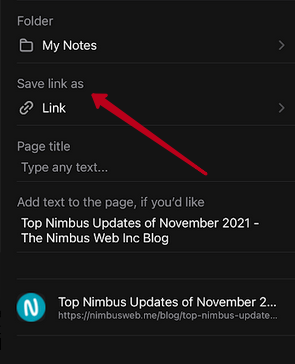 In the Nimbus Note app for Android and iOS, you can save information from the Internet using the built-in clipper.