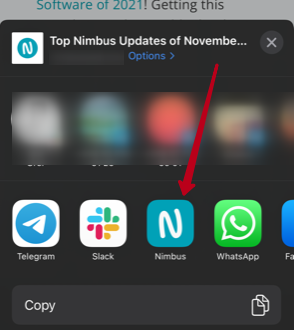 In the Nimbus Note app for Android and iOS, you can save information from the Internet using the built-in clipper.