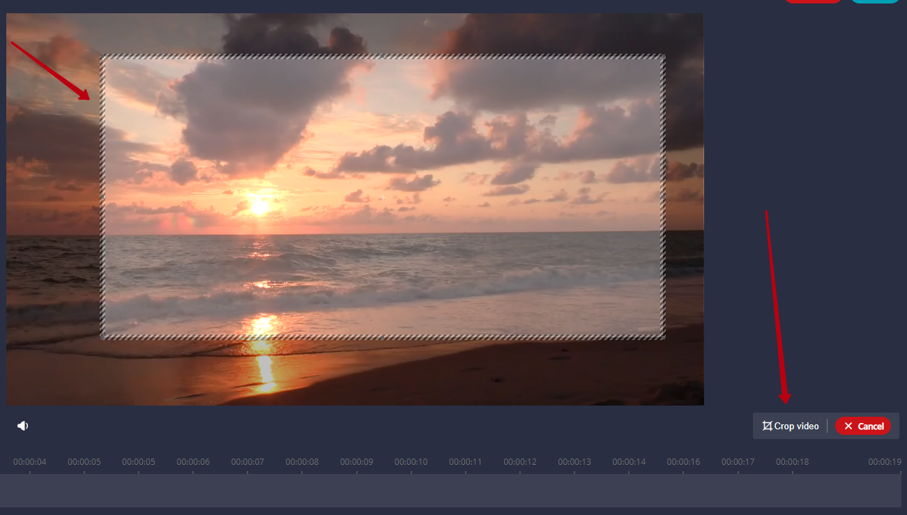 Click on the Crop video button and select the desired part of the video that you want to keep and click on Crop video.
