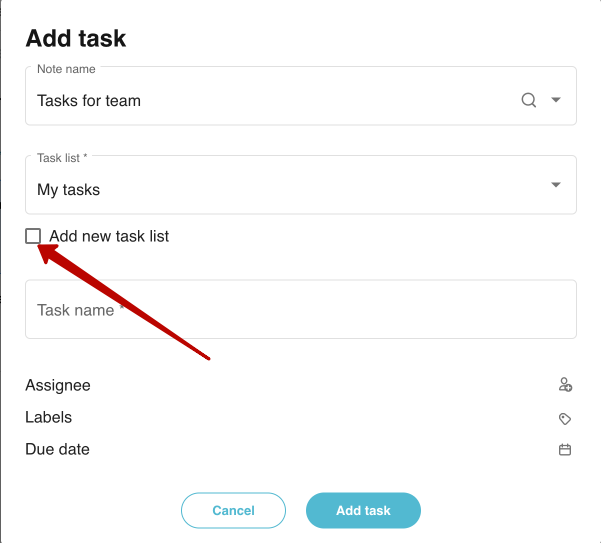If you want to create a new task, click on Add new task.