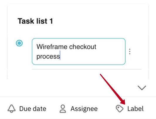 To add labels to a task, tap on the Label on the actions panel.