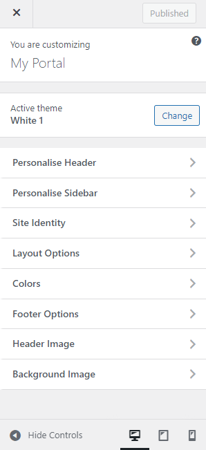 On the homepage, choose "Customize Portal". The menu with different options appears.
