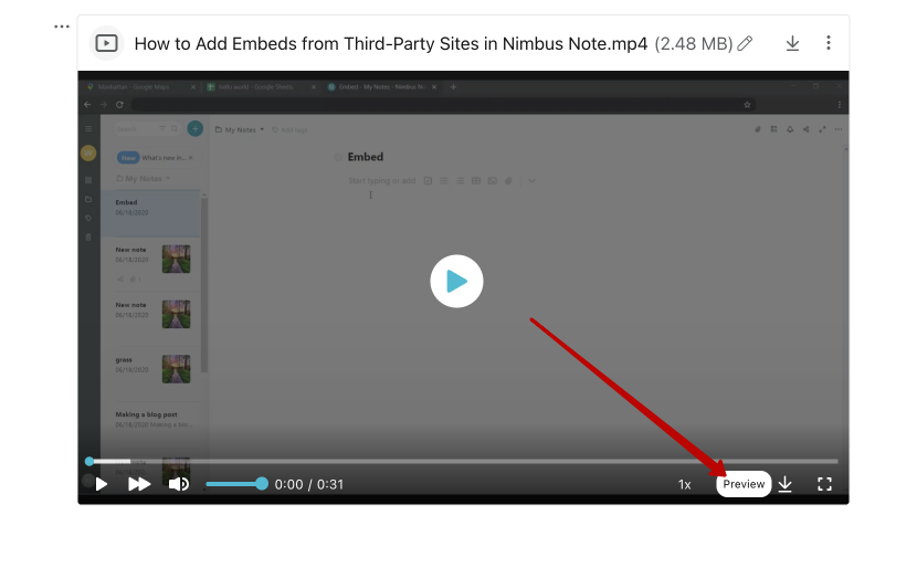 Paste the video into a note. Click "Preview" at the bottom of the video or select "Change preview" from the video menu.