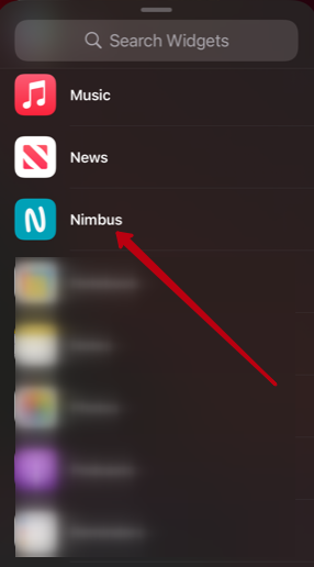 Find Nimbus Note widgets and select the desired one.