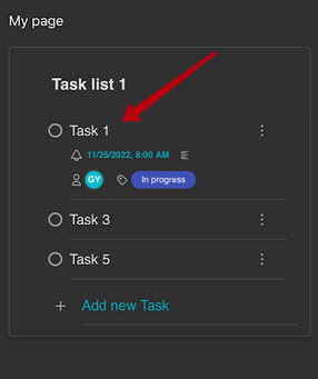 To go to the detailed view, you just need to tap on the name of the task