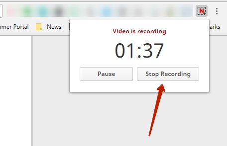 or returning to the browser and pressing Stop recording on our app menu.