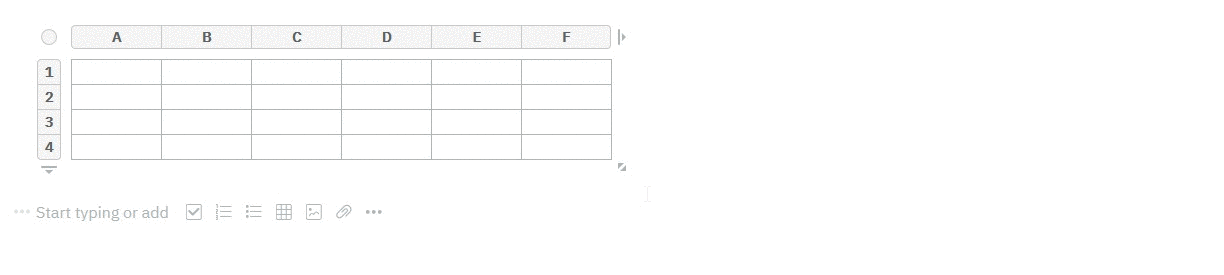 Click on the slider and, holding the mouse button down, move down and right to add rows and columns. Or right to add just columns. If you want to add only rows, move the slider down.