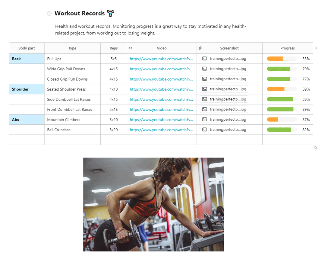 Workout records