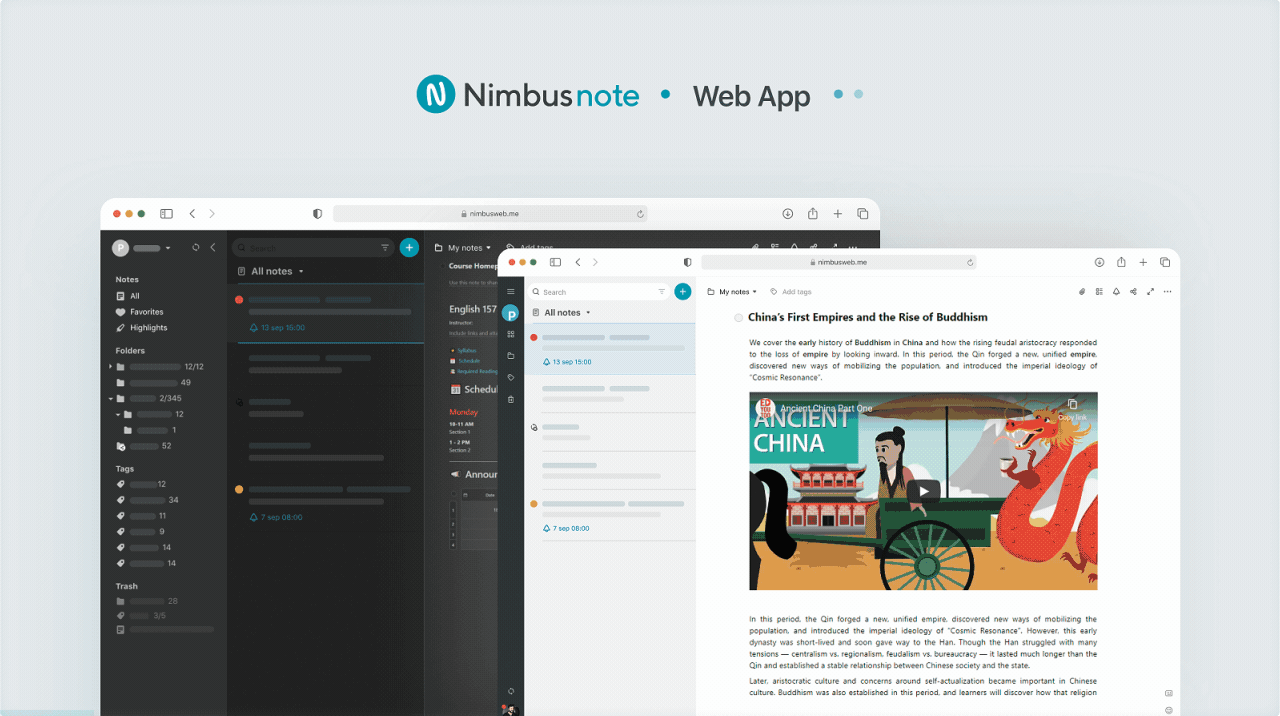 Nimbus Note – blended, online, and on-campus education suite app for knowledge and information management