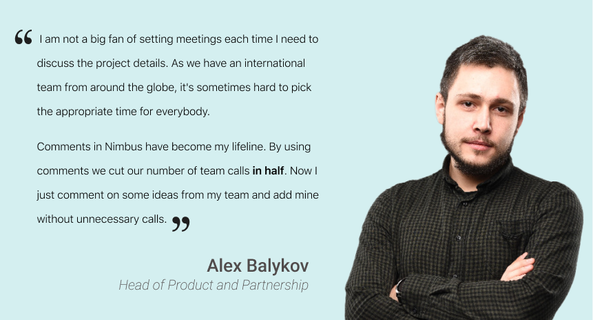 Quote from Alex Balykov. Image powered by Nimbus Platform