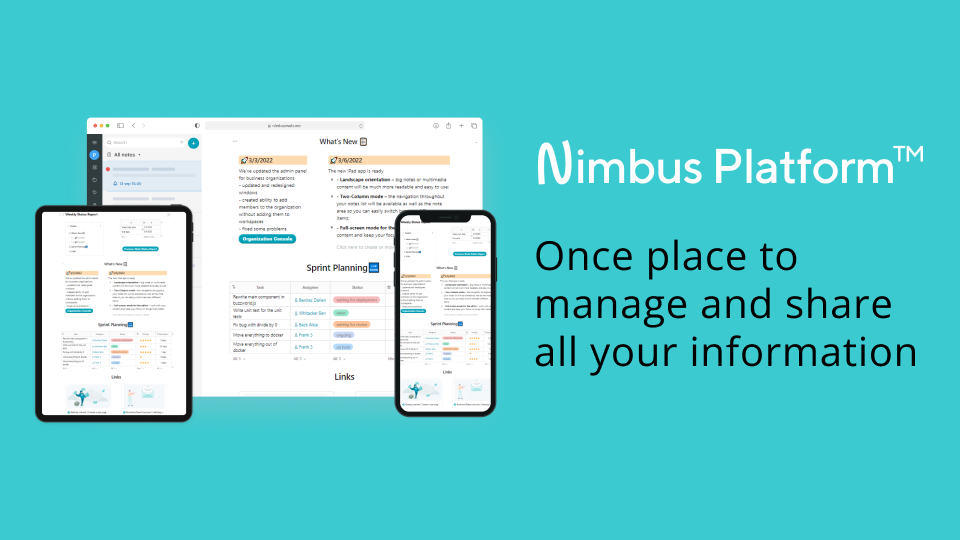 Nimbus Platform Is One of the Top Seven Tools For Team Collaboration in 2023. Image powered by Nimbus Platform